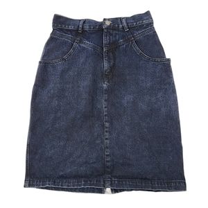 ❤️ VINTAGE 1980s CALVIN KLEIN DENIM SKIRT SIZE 8 MIDNIGHT BLUE ❤️
